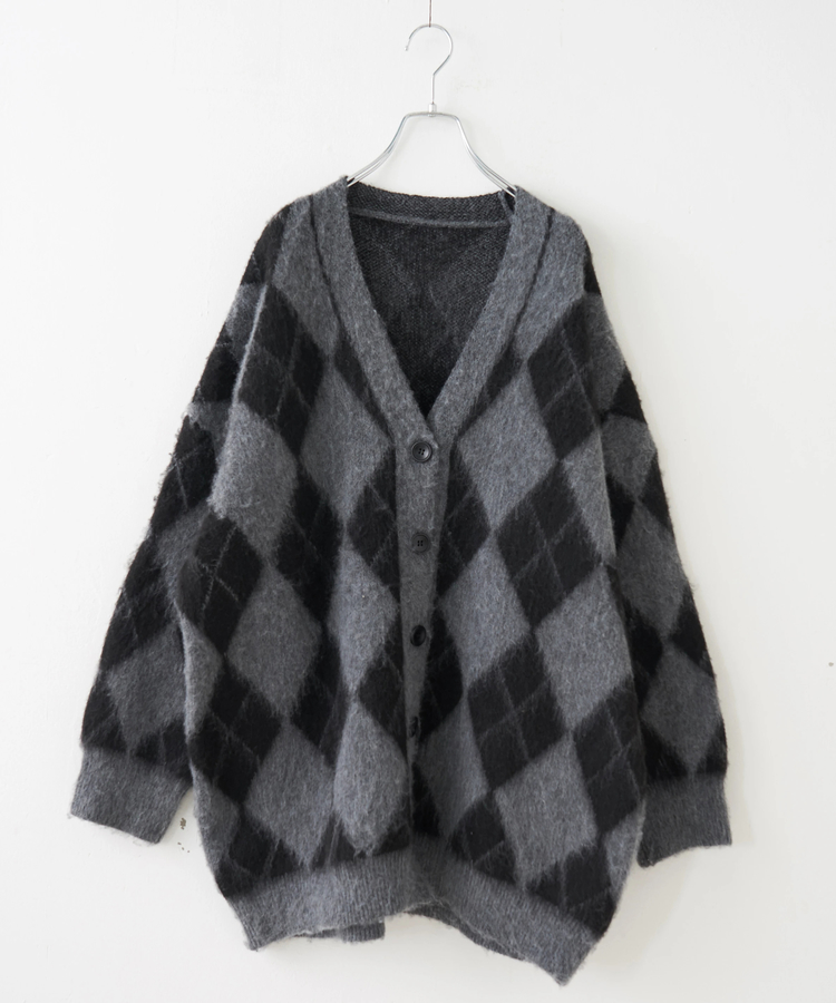 SELECT(セレクト) |【秋冬新作】WEB限定 evo. (エボ) アーガイル柄 シャギーニット Vネック カーディガン