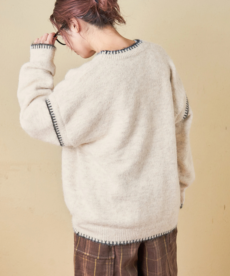 SELECT(セレクト) |【秋冬新作】WEB限定 evo. (エボ) ブランケットステッチ柄 レイヤード風 ニット プルオーバー