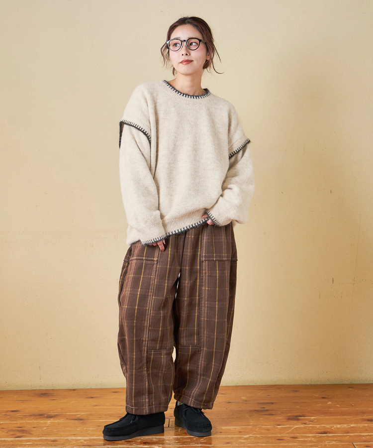 SELECT(セレクト) |【秋冬新作】WEB限定 evo. (エボ) ブランケットステッチ柄 レイヤード風 ニット プルオーバー