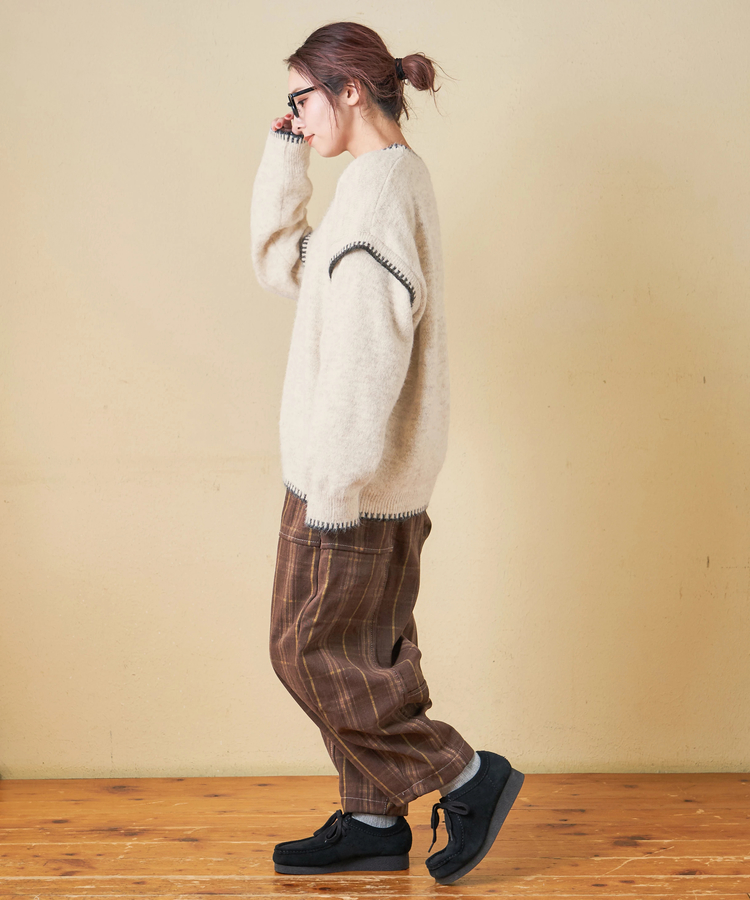 SELECT(セレクト) |【秋冬新作】WEB限定 evo. (エボ) ブランケットステッチ柄 レイヤード風 ニット プルオーバー