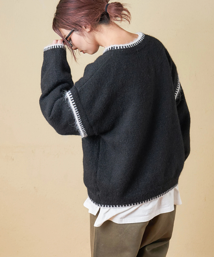 SELECT(セレクト) |【秋冬新作】WEB限定 evo. (エボ) ブランケットステッチ柄 レイヤード風 ニット プルオーバー