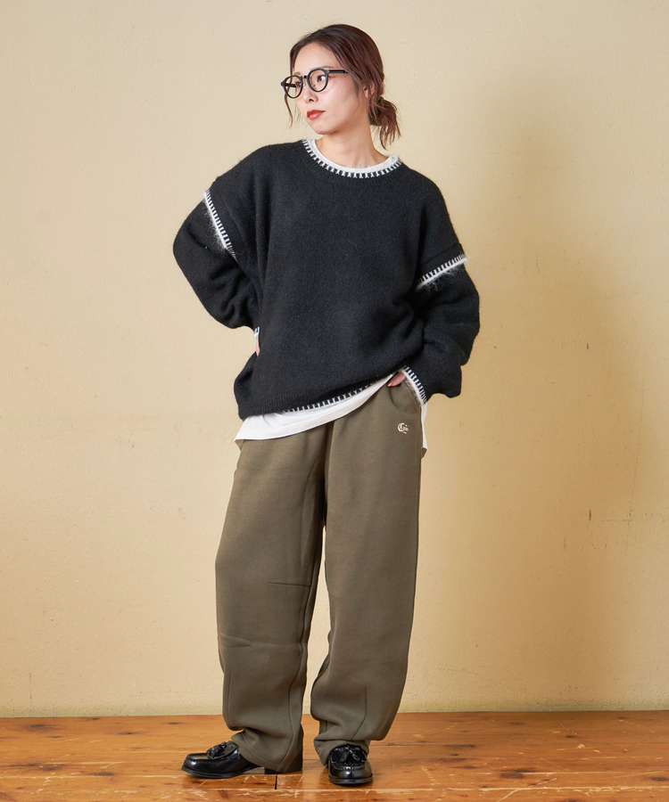 SELECT(セレクト) |【秋冬新作】WEB限定 evo. (エボ) ブランケットステッチ柄 レイヤード風 ニット プルオーバー