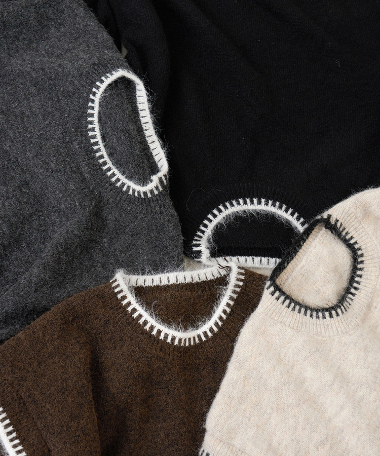 SELECT(セレクト) |【秋冬新作】WEB限定 evo. (エボ) ブランケットステッチ柄 レイヤード風 ニット プルオーバー