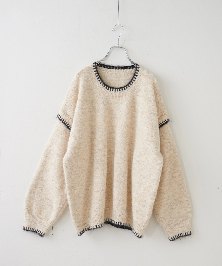 SELECT(セレクト) |【秋冬新作】WEB限定 evo. (エボ) ブランケットステッチ柄 レイヤード風 ニット プルオーバー