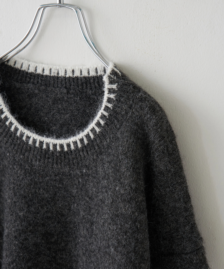 SELECT(セレクト) |【秋冬新作】WEB限定 evo. (エボ) ブランケットステッチ柄 レイヤード風 ニット プルオーバー