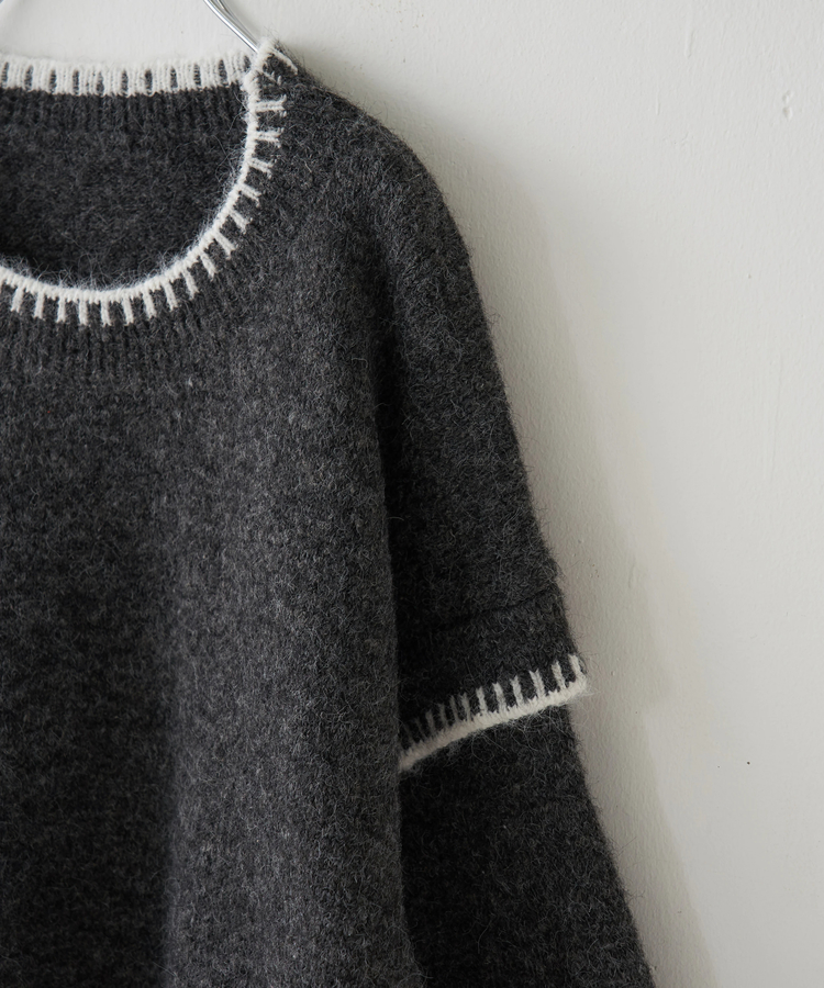 SELECT(セレクト) |【秋冬新作】WEB限定 evo. (エボ) ブランケットステッチ柄 レイヤード風 ニット プルオーバー