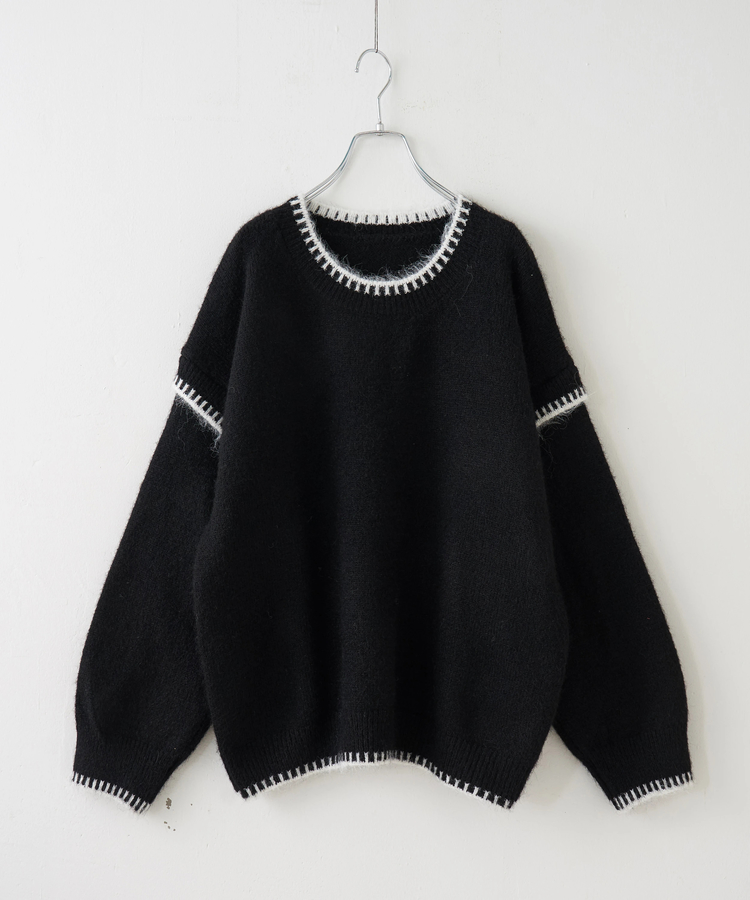 SELECT(セレクト) |【秋冬新作】WEB限定 evo. (エボ) ブランケットステッチ柄 レイヤード風 ニット プルオーバー