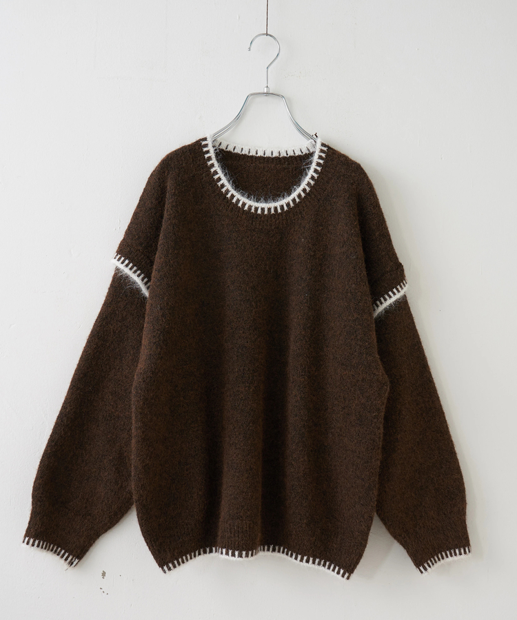 SELECT(セレクト) |【秋冬新作】WEB限定 evo. (エボ) ブランケットステッチ柄 レイヤード風 ニット プルオーバー