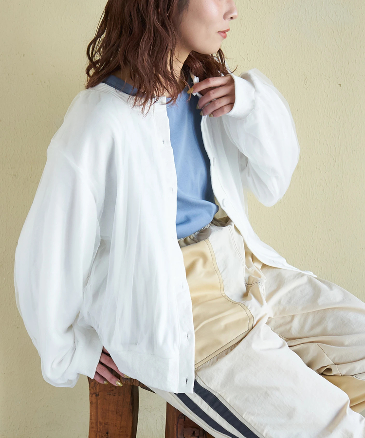 SELECT(セレクト) |【春新作】WEB限定 evo. (エボ) シアー × スウェット クルーネック カーディガン