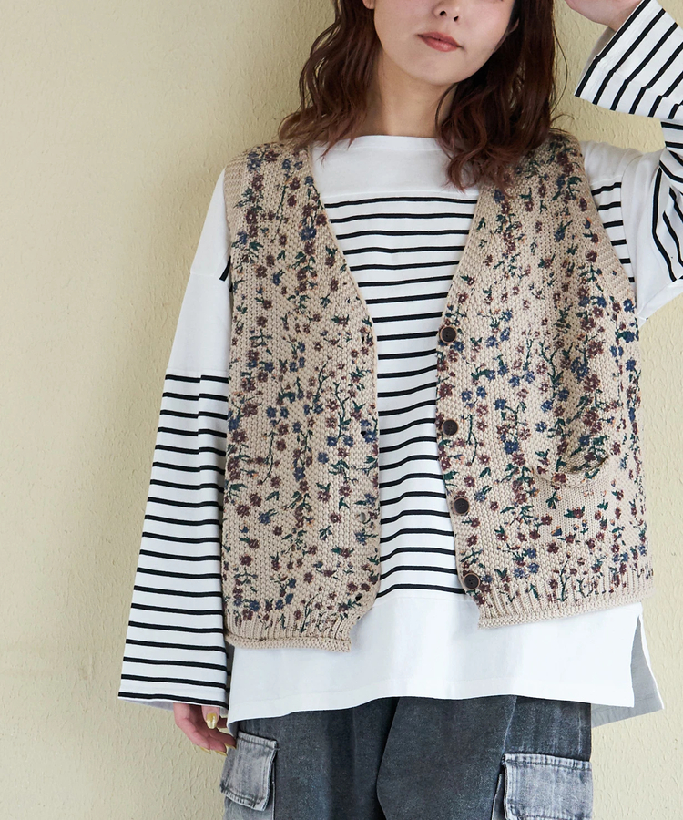 SELECT(セレクト) |【春新作】WEB限定 evo. (エボ) 花柄 プリント Vネック ニット ベスト