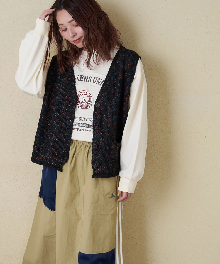 SELECT(セレクト) |【春新作】WEB限定 evo. (エボ) 花柄 プリント Vネック ニット ベスト