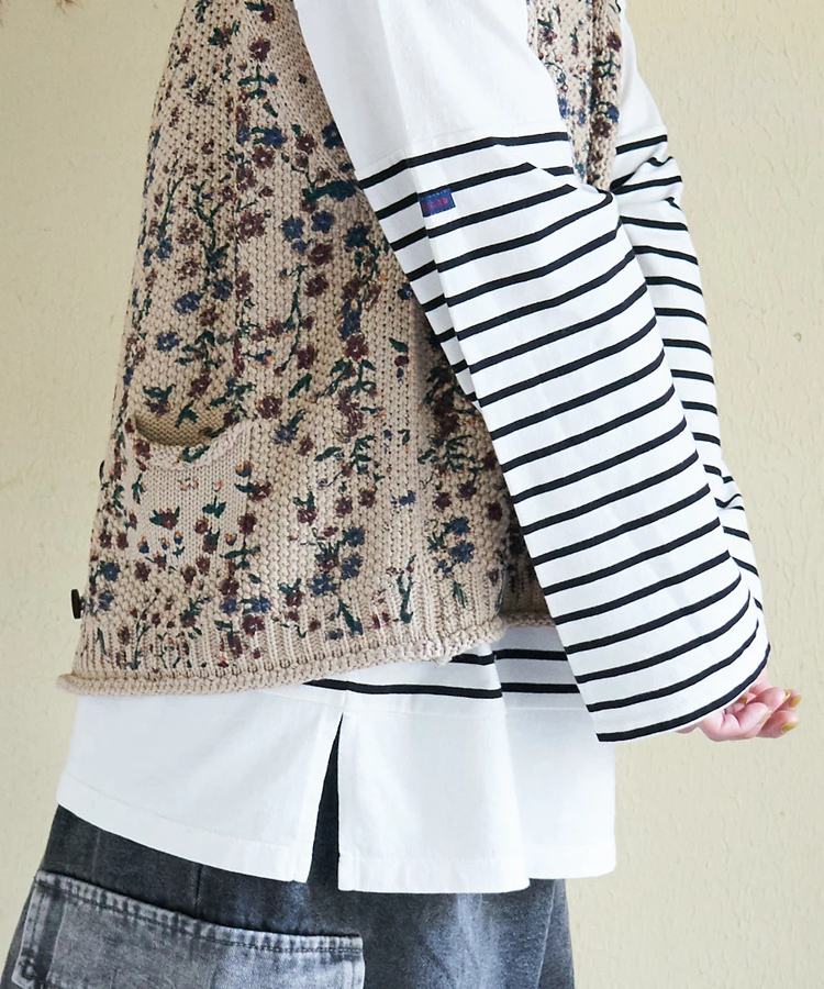 SELECT(セレクト) |【春新作】WEB限定 evo. (エボ) 花柄 プリント Vネック ニット ベスト